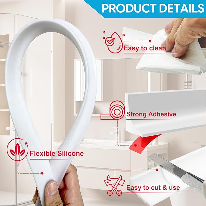 39" Shower Threshold Water Dam Silicone Shower Water Guard Collapsible Shower - Image 6