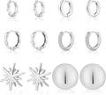 6 Pairs Gold Hoop Earrings Set for Women, 14K Gold Plated Small Huggie Hoops Earrings Hypoallergenic, Lightweight Tiny Cartilage Piercings Earrings Jewelry for Women Gifts.