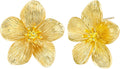 18K Gold Plated Large Chunky Flower Statement Earrings for Women by SNGIA, Summer Beach Floral Handmade Drop Jewelry, Maximalist Wedding Date Birthday Gift, Bold Exaggerated Textured Dangle Trendy Ribbed Jewelry, 18K Gold Plated Chandelier Fashion Acce...