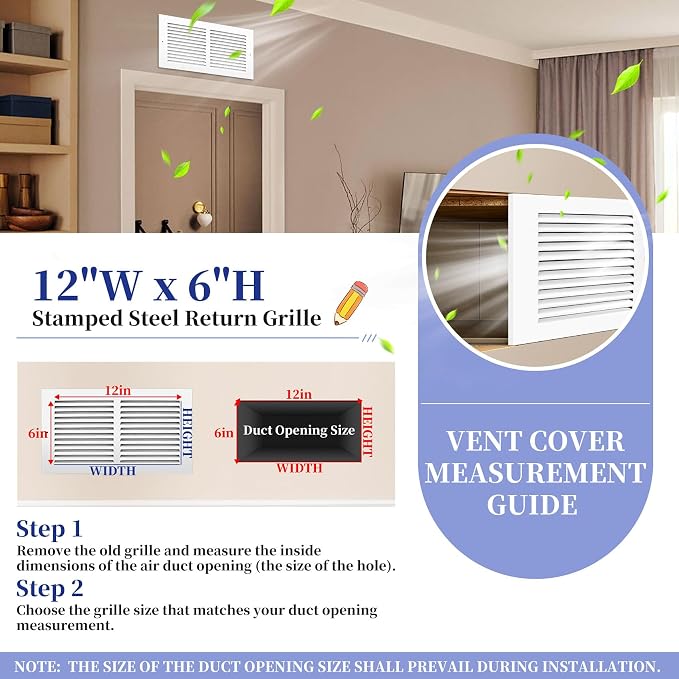 Fancat 12x6 Duct Opening | Steel Return Air Grille | Vent Cover Grill - Image 2