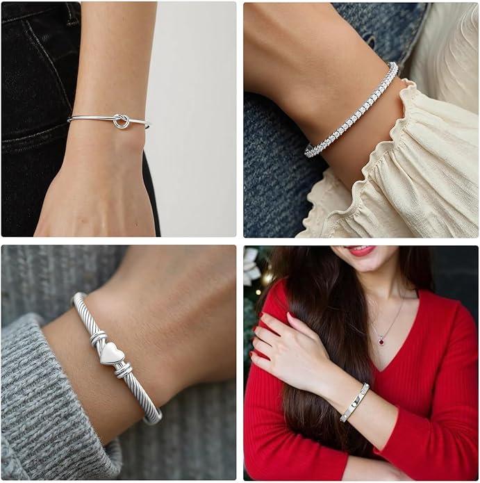 18 K Gold Plated Love Bangle Bracelet Stack Cuff Jewelry for Women Jewelry Set for Women Gift with Box