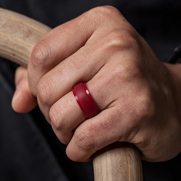 ThunderFit Silicone Rings for Men - 7 Rings / 4 Rings / 1 Ring Step Edge Rubber Wedding Bands 10mm Wide - 2.5mm Thick