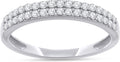 1/4ctw Double Row Band Ring, Lab Grown Diamond Wedding Band Ring For Women In 14k Gold Plated 925 Sterling Silver Jewelry Gifts For Her (0.25 Ctw)