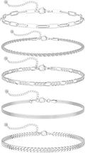 DEARMAY 14K Gold Plated Bracelets for Women, Jewelry Sets Cute Tennis Beaded Bracelets Cuban Link Paperclip Chain Dainty Bracelet Pack Gifts