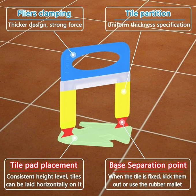 Tanzfrosch 4000 PCS Tile Leveling System Clips 1/8'' 4000-Piece Tiles Leveler - Image 4