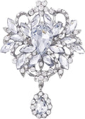 LAXPICOL Wedding Bridal Big Brown Crystal Rhinestone Bouquet Brooch Pin for Women Golden Tone