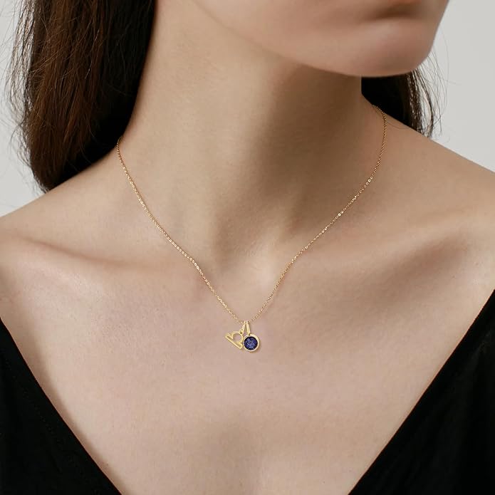 MISS RIGHT Initial Birthstone Necklace for Women - Personalized Gifts Birthday Gifts for Women Stainless Steel 18K Gold Plated Dainty Gold Zodiac Sign 12 Constellation Horoscope Necklace Jewelry
