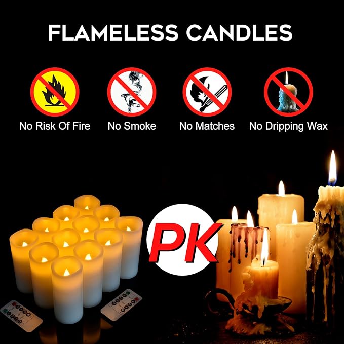 Flameless Candles Battery Operated Candles Real Wax Pillar LED Candles - Image 4
