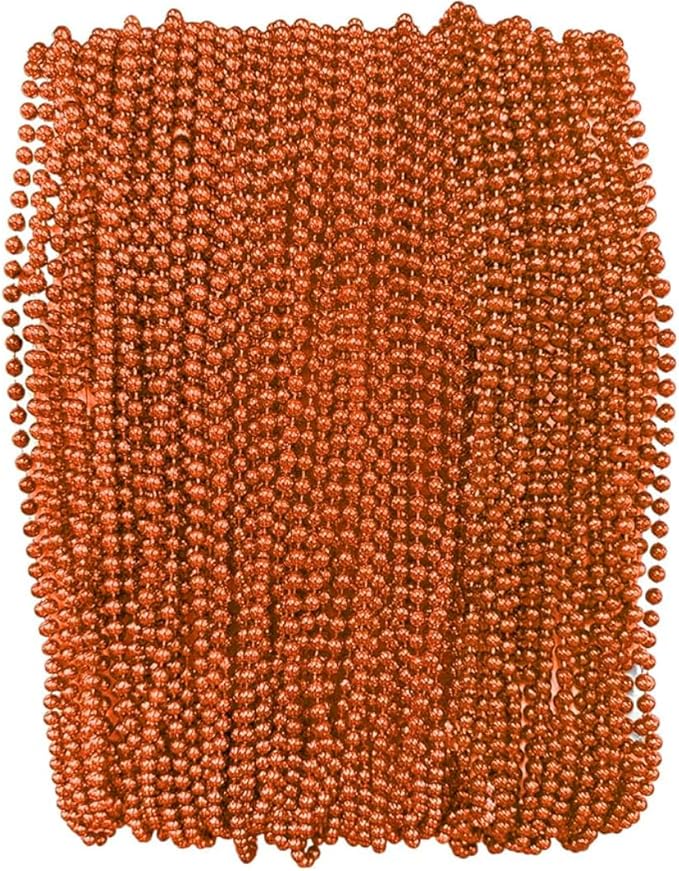 THE MARDI GRAS KREWE - Beads Necklaces Mardi Gras 72 Pack, 6 Dozen 33" 7mm - Party Favors, Parades, Bulk Decorations, Costumes, Festivals, Events - Orange