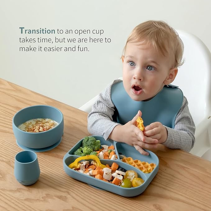 SAMiGO Silicone Baby Cups for 6-12 Months, Tiny Open Cups for Training and Water Drinking, Baby Led Weaning Supplies, 2 OZ