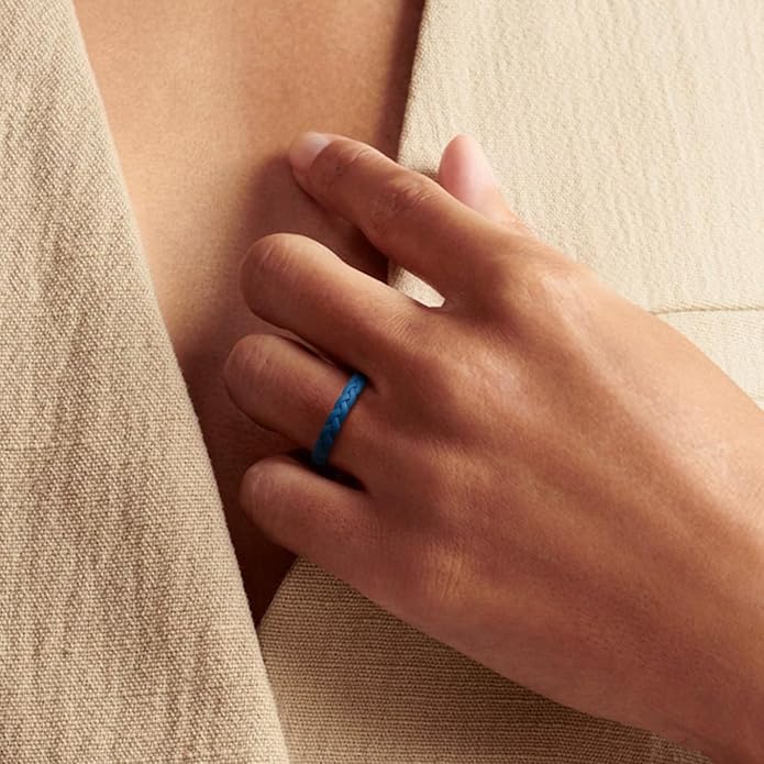 Egnaro Thin Silicone Anniversary Rings:2.5mm Wide - 2mm Thick Woven Design Statement Rubber Wedding bands Women,2-5 Variety Multipack