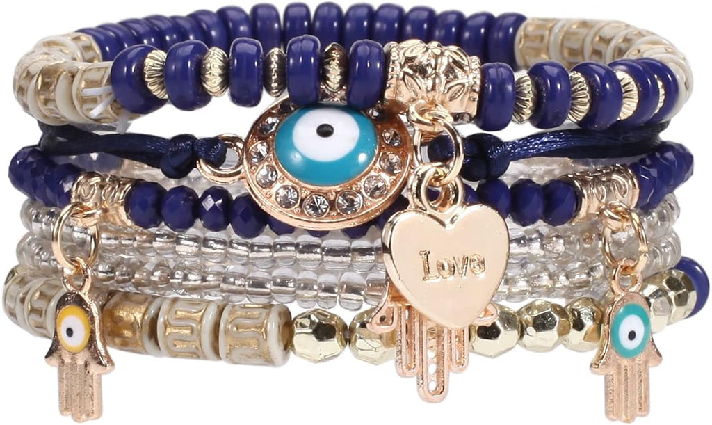 Bracelets Bohe Multilayer Chain Tassel Stackable Charm Stretch Statement Bracelet Set