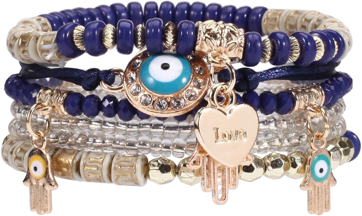 Bracelets Bohe Multilayer Chain Tassel Stackable Charm Stretch Statement Bracelet Set