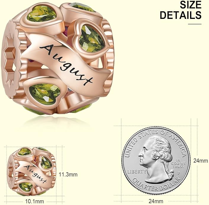 NINGAN Birthstone Charms 925 Sterling Silver Love Heart Openwork Bead for Charm Bracelets and Necklaces with 5A Cubic Zirconia, Birthday Mothers Day Jewelry Gifts Women