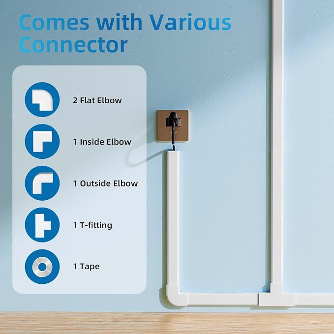 Yecaye 142in Wall Cord Hider for 3-4 Cords, W1.18in H0.63in, On-Wall Cord Cover - Image 3
