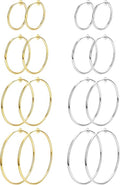 Magitaco 8 Pairs Clip On Hoop Earrings Stainless Steel Clip On Earrings for Women Fake Hoop Earring Spring Hoop Earring For Non-Pierced Ears