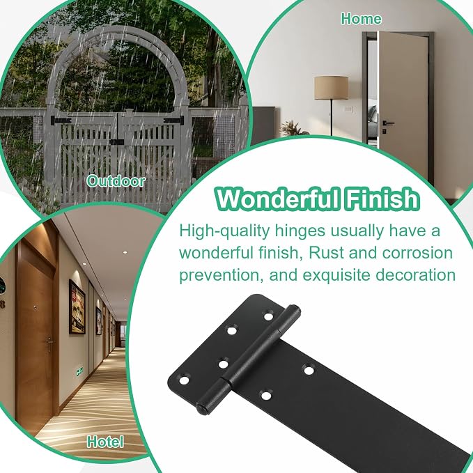 6“ Gate Hinges, 280 Lbs Capacity, Matte Black, 4 Pack Heavy Duty Hinge | - Image 6