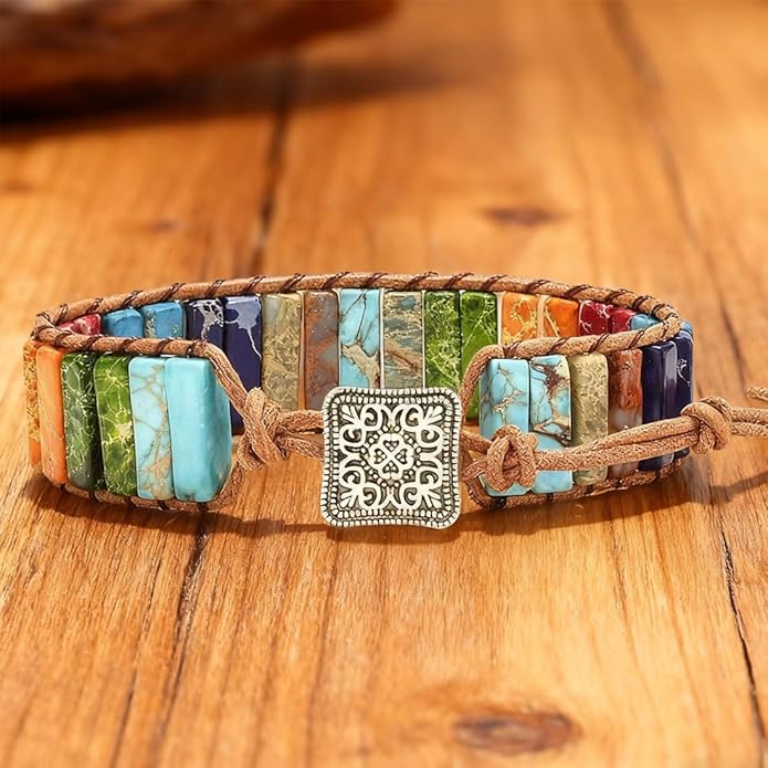 ZOSOJONA 7 Chakra Bracelet Bohemian Handmade Leather Wrap Healing Protection Natural Stone Yoga Beaded Bracelets Boho Friendship Jewelry