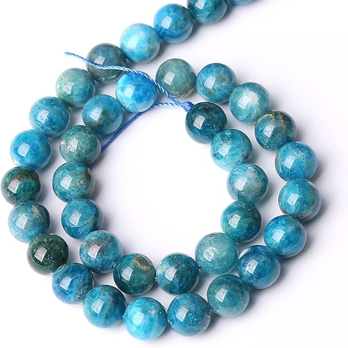 12MM 32PCS Natural Stone Blue Apatite A Grade Loose Beads for Jewelry Making DIY Bracelet