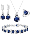 GZWHD Jewelry Set for Women Water Drop Cubic Zirconia Artificial Crystal Earrings Pendant Necklace Open Ring Tennis Bracelet Wedding Anniversary Birthday Engagement Gift for Bridesmaid Wife Girlfriend Friend