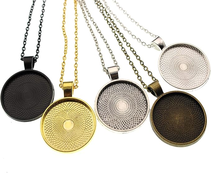 25pcs Round Bezel Pendant Trays Setting Cabochon Blank Base for DIY Crafting Photo Jewelry Findings Making Accessories 25mm