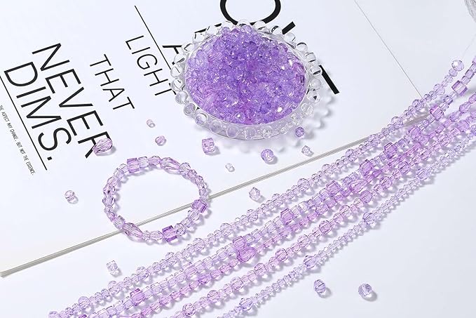 LAIDANLA 800PCS Glass Beads Purple Color Crystal Beads Assorted Crystal Beads with Container Box for DIY Necklace Bracelet Earring Jewelry Making