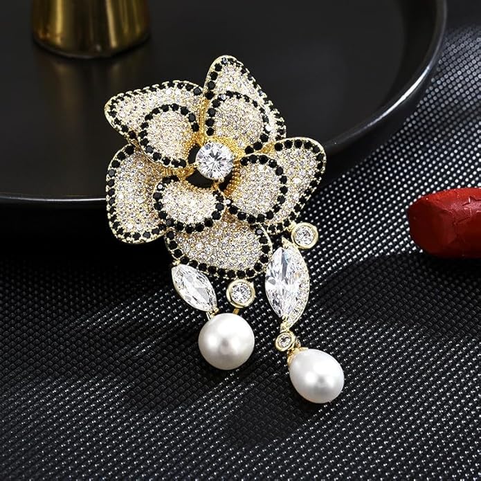 Flower Brooch for Women Rhinestone Flower Brooch Pins Floral Brooches Jewelry Gift for Mom Wife