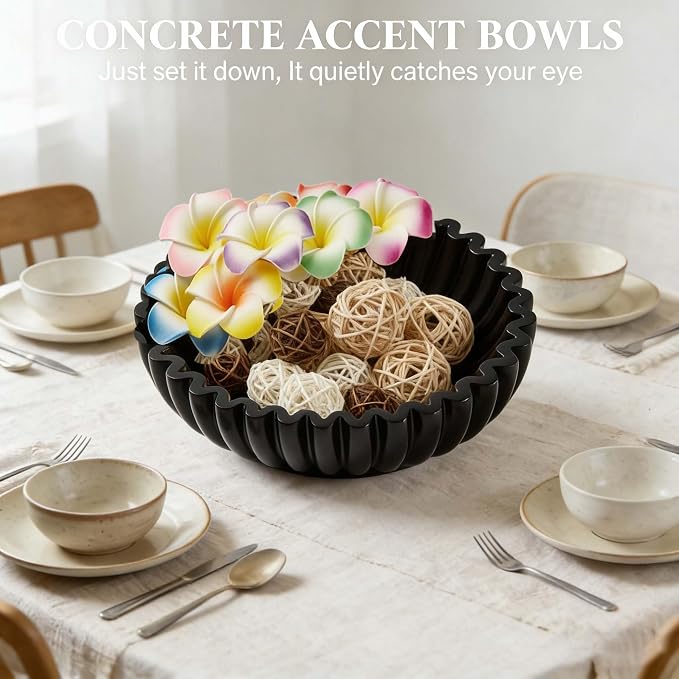 Ruffle Decor Large Decorative Bowl, fruit bowl kitchen stone bowl, bowl decor - Image 7