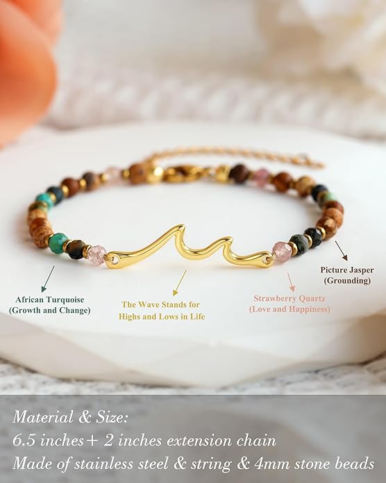Tarsus Wave Bracelet, The Waves of Life We've been Through, Unique Gifts for Birthday, Valentine’s Day, Christmas, Meaningful Gifts for Friends Sister Daughter Niece...