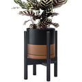 D'vine Dev Ceramic Pot with Ebony Wood Stand, 8 in, 55-B-M-7 | Mid-Century by DvineDevPlanterPotsandStand