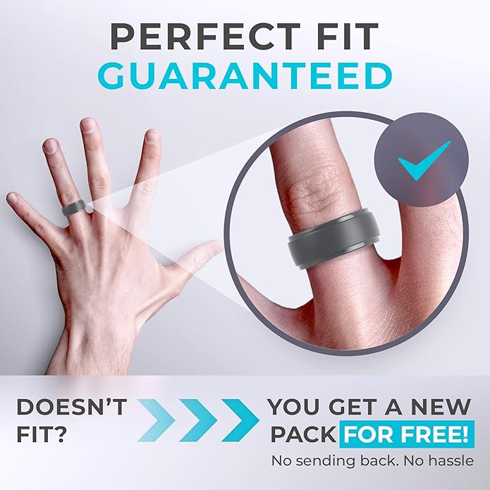 ThunderFit Men's Silicone Rings 10mm Wide 2.5mm Thick Rubber Bands, Breathable, Variety Multipack 1-10