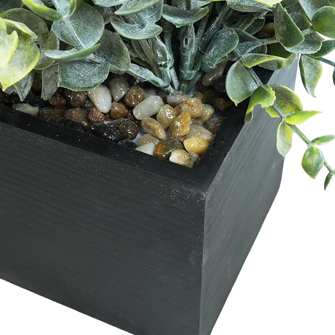 Winlyn 14" Artificial Eucalyptus Arrangement Faux Eucalyptus Plants in Black - Image 2