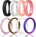 Egnaro Women's Bridal Rings Sets, Inner Arc Ergonomic Breathable Design Silicone Rubber Wedding Bands
