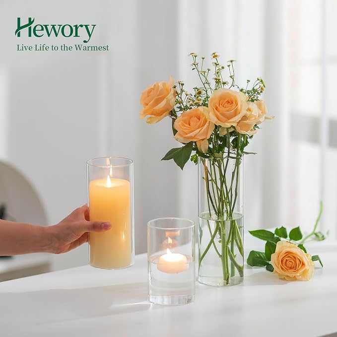 Glass Cylinder Vases Set of 6, Hewory Tall Clear Vase - Image 5