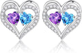 Iefil Valentines Day Gifts for Her - 925 Sterling Silver Birthstone Earrings, Anniversary Birthday Gifts for Women Wife Girlfriend Mom