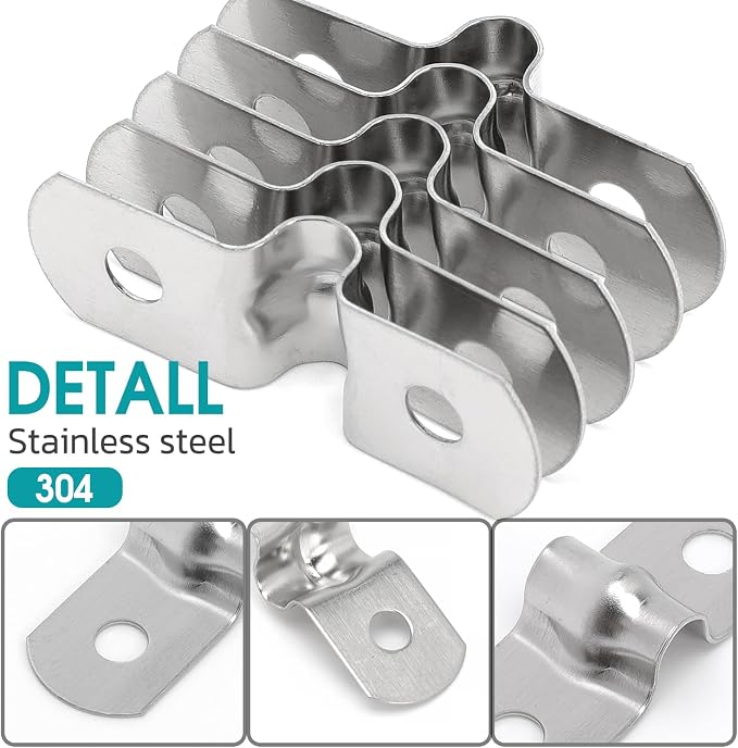 142 PCS 304 Stainless Steel Rigid Pipe Strap Two Hole Cable Strap u Bracket - Image 6