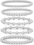 adoyi Gold Bracelets for Women Beaded Bracelet 14K Gold Plated Bracelet Stack Strand Stretch Bead Ball Bracelet Set Stackable Bracelet Adjustable Bracelet Set Jewelry for Gifts