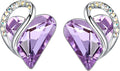 Leafael Infinity love Heart Birthstone Stud Earrings for Women, Valentine's Day Gifts for Mom, Wife, and Her, Silver Plated Birthday Jewelry