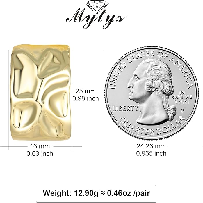 Mytys Two Tone Huggie Hoop Earrings Cross Over Design Twisted Rope Silver Gold Statement Wide Band Clip On Hoops for Women Fashion Jewelry Gift