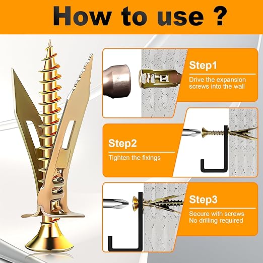 50 Set Self Drilling Drywall Anchors and Screws, Dry Wall Anchors Heavy Duty - Image 3