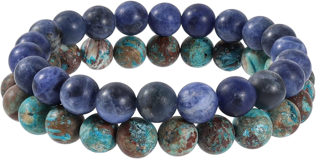 Bivei Natural Gemstone Semi Precious Healing Crystals Handmade Stretchy Round Beads Bracelet,Stocking Stuffers for Women Enhance Positive Energy