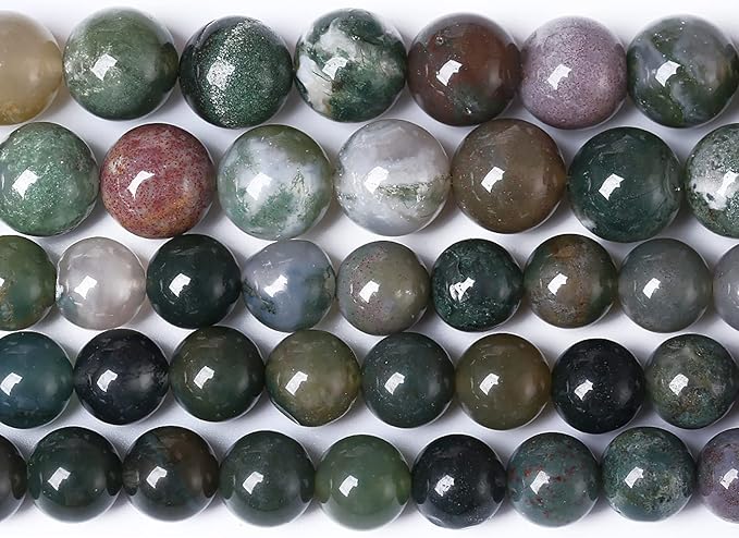 38pcs 10mm Natural Indian Agate Gemstone Beads Smooth Round Loose Spacer Beads for Jewelry Making DIY Bracelet Necklace 15" Strand