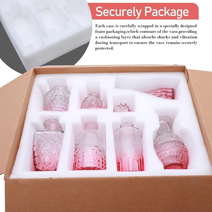 Glass Pink Bud Vase Set of 18, Small Glass Vintage Vases - Image 8