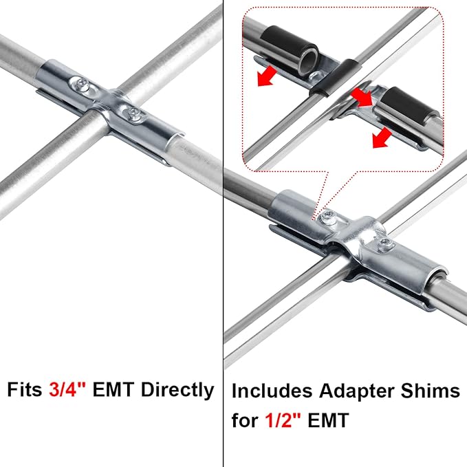 10 Sets 180 Degree Pipe Clamp Cross Connectors, Fits 3/4" EMT Directly | - Image 2