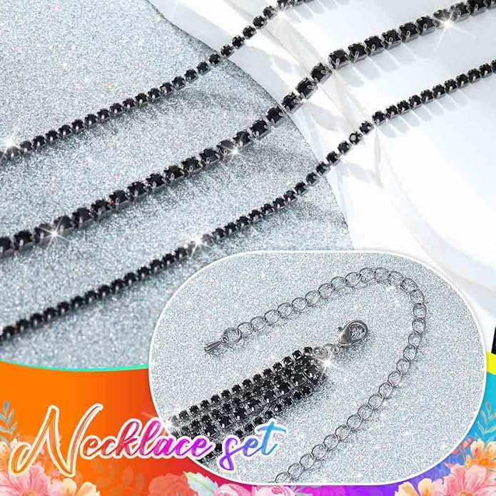 Unicra Black Rhinestone Necklace Diamond Choker Necklaces Formal Bridal Prom Fashion Costume Jewelry Necklace for Women
