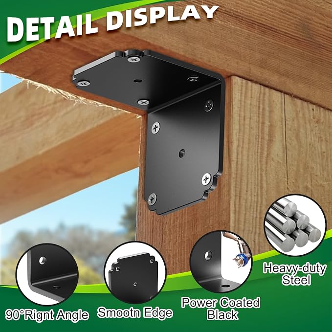 8 PCS 4x4x3.5 L Right Angle Bracket, Heavy Duty Corner Brace | - Image 4