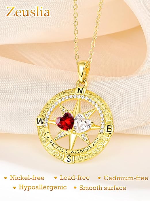 Valentine's Day Gifts for Wife 925 Sterling Silver Double Birthstone Pendant Necklaces I Love You for Always and Forever Necklace Anniversary Birthday Gifts for Wife Girlfriend Mom Her