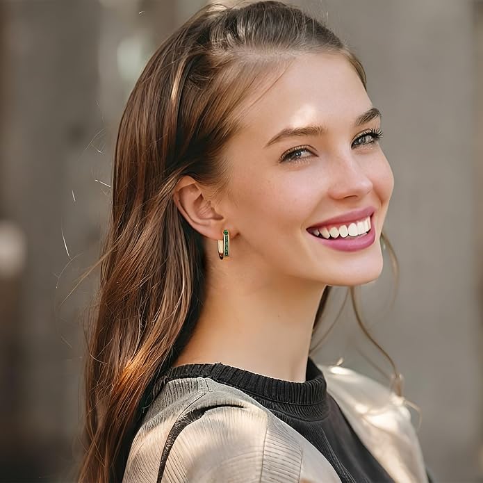 Trendy CZ Gold/Silver Hoop Earrings for Women Square Hypoallergenic chunky gold Hoop Earrings Geometric Minimalist Rectangle Hoops