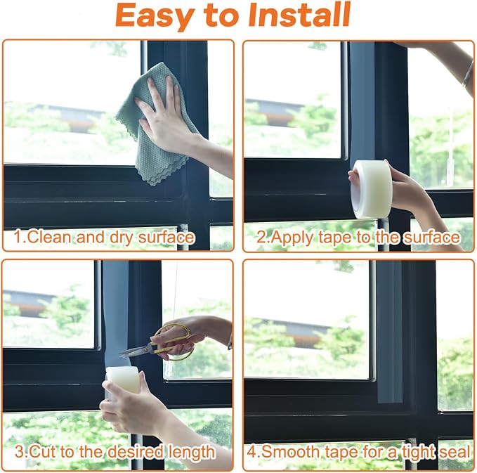YoleShy 2 Pack Transparent Window Weather Sealing Tape 2 Inch x 30 Yards No - Image 4