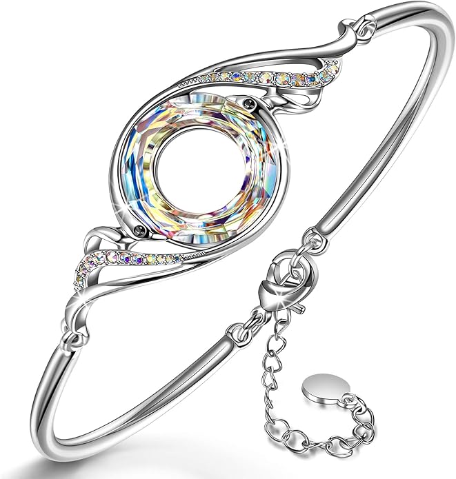 Kate Lynn "Rise From the Ashes" Phoenix Bracelet Made with Crystals from Austria, Adjustable Bangle Bracelet for Women 7"+2", Packaged with Jewelry Box, Birthday Gift for Women, Symbol of Luck and Renewal
